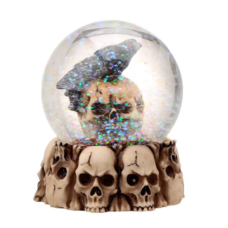 Gruesome Skull Snow Globe with Animals - Gothic Fantasy Skulls & Skeletons