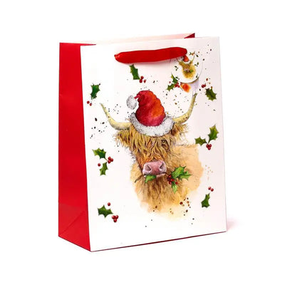 Jan Pashley Christmas Highland Coo Gift Bag Large - Jan Pashley Designs