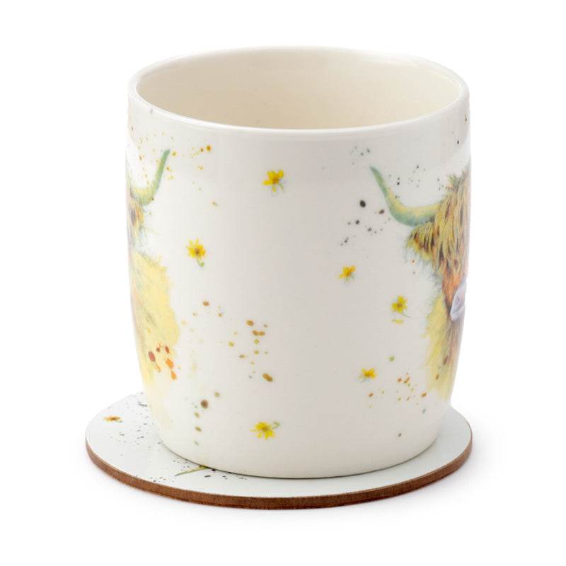 Jan Pashley Highland Coo Cow Porcelain Mug & Coaster Set - Gift Arch