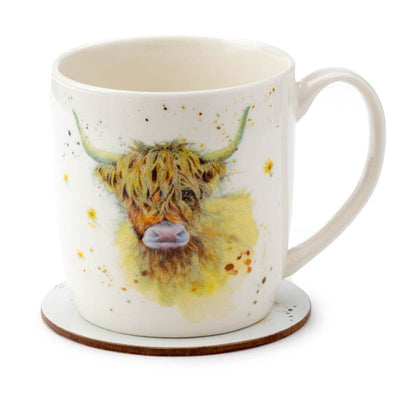Jan Pashley Highland Coo Cow Porcelain Mug & Coaster Set - Gift Arch