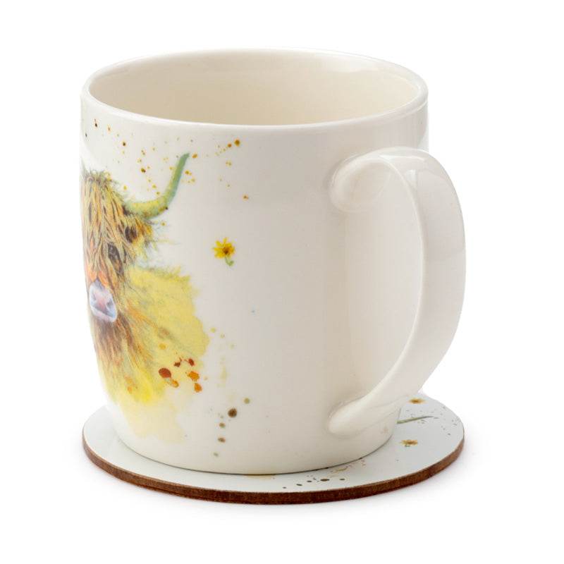 Jan Pashley Highland Coo Cow Porcelain Mug & Coaster Set - Gift Arch