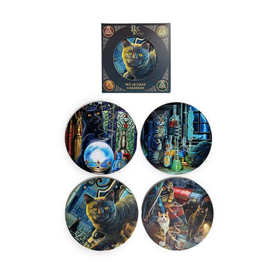 Lisa Parker Magical Cats Set of 4 Cork Coasters (New 2025) - Gift Arch