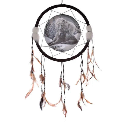 Lisa Parker Snow Kisses Wolf Dreamcatcher 33cm - Lisa Parker Designs