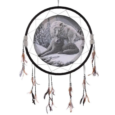 Lisa Parker Snow Kisses Wolf Dreamcatcher 60cm - Lisa Parker Designs