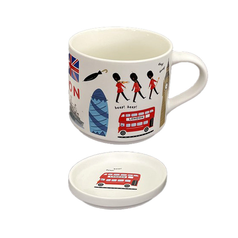 London Souvenir Porcelain Mug & Coaster Lid Set - Gift Arch