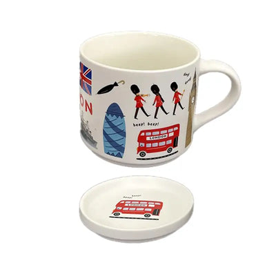 London Souvenir Porcelain Mug & Coaster Lid Set