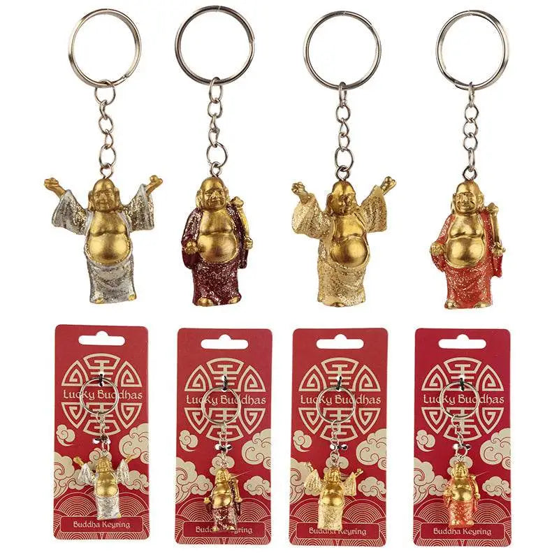 Lucky Buddha Glitter Keyring - Buddha & Ganesh