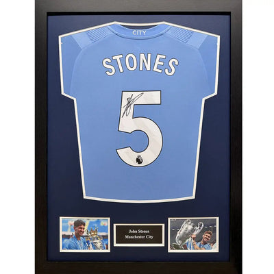 Manchester City FC Stone Signed Shirt (Framed)