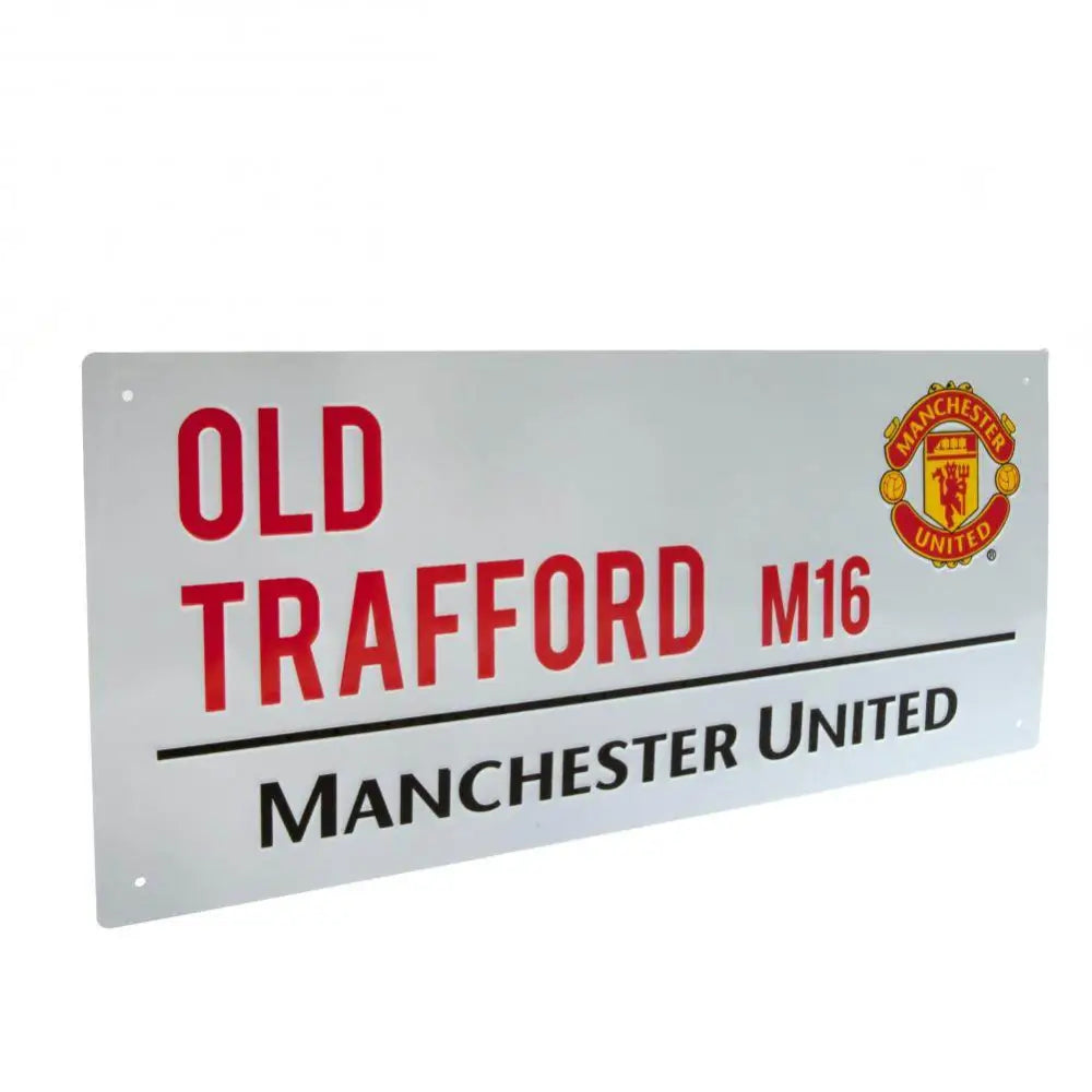 Manchester United FC White Street Sign