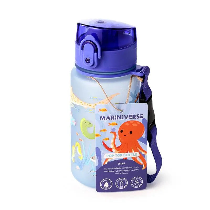 Mariniverse Pop Top 350ml Shatterproof Children’s Bottle - Sealife & Aquarium