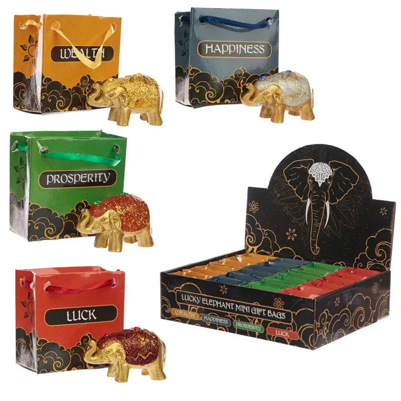 Metallic Glitter Lucky Elephant in a Mini Gift Bag - Buddha & Ganesh