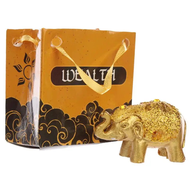 Metallic Glitter Lucky Elephant in a Mini Gift Bag - Buddha & Ganesh