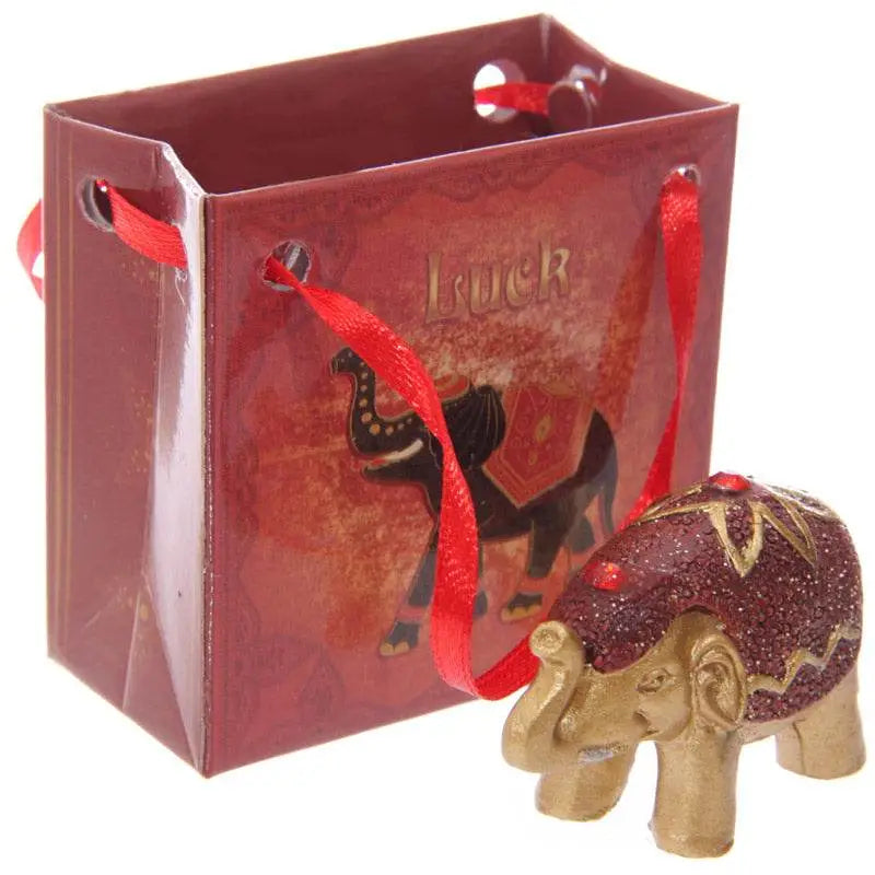 Metallic Glitter Lucky Elephant in a Mini Gift Bag - Buddha & Ganesh