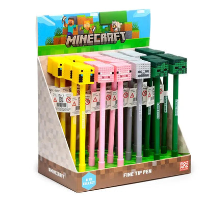 Minecraft Fine Tip Pen with Silicone Topper (Pig/Bee/Zombie/Skeleton) - Novelty Pens