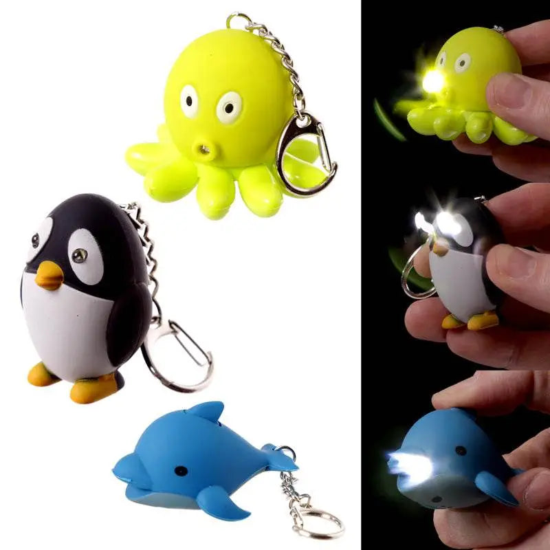 Octopus Penguin & Dolphin LED Sealife Keyring with Sound - Keyrings & Key Chains