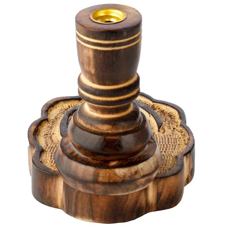 Om Carved Mango Wood Backflow Incense Burner - Incense Burners & Ash Catchers