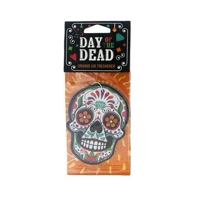 Orange Day of the Dead Air Freshener - Day of the Dead Skulls