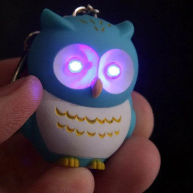 Pink & Blue Hooting Owl LED Keyring with Sound - Keyrings & Key Chains