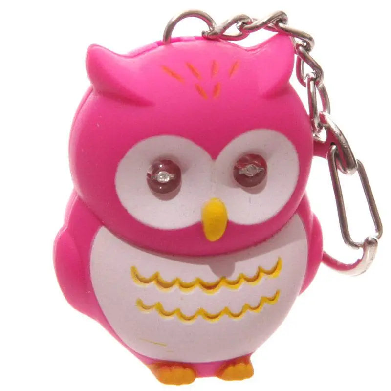 Pink & Blue Hooting Owl LED Keyring with Sound - Keyrings & Key Chains