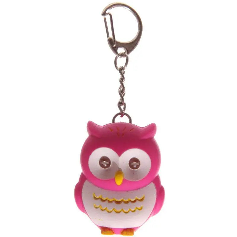 Pink & Blue Hooting Owl LED Keyring with Sound - Keyrings & Key Chains