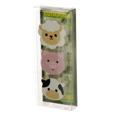 Adoramals Cow, Sheep & Pig 3 Piece Farm Eraser Set - Gift Arch