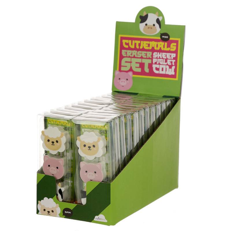 Adoramals Cow, Sheep & Pig 3 Piece Farm Eraser Set - Gift Arch