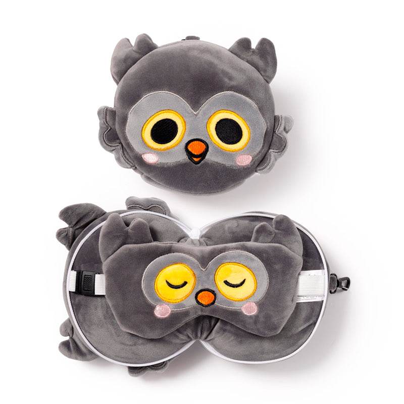 Relaxeazzz Adoramals Winston the Owl Plush Travel Pillow & Eye Mask - Gift Arch