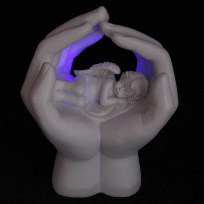 Sleeping Cherub in Hands with LED - Gift Arch