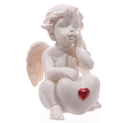 White Cherub Sitting with Red Heart Gem - Gift Arch