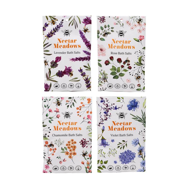 Set of 4 Nectar Meadows Bath Salt Sachets - Gift Arch