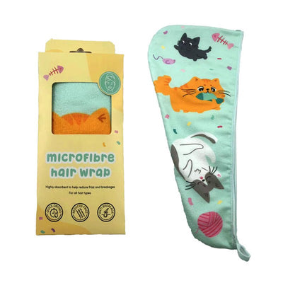 Beans & Co Cats Microfibre Hair Wrap Towel - Gift Arch