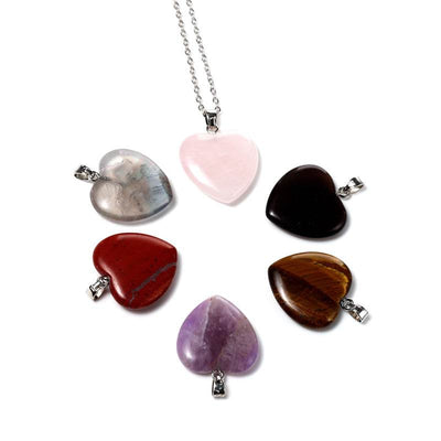Gemstone Heart Shaped Pendant with 6 Interchangeable Stones - Gift Arch