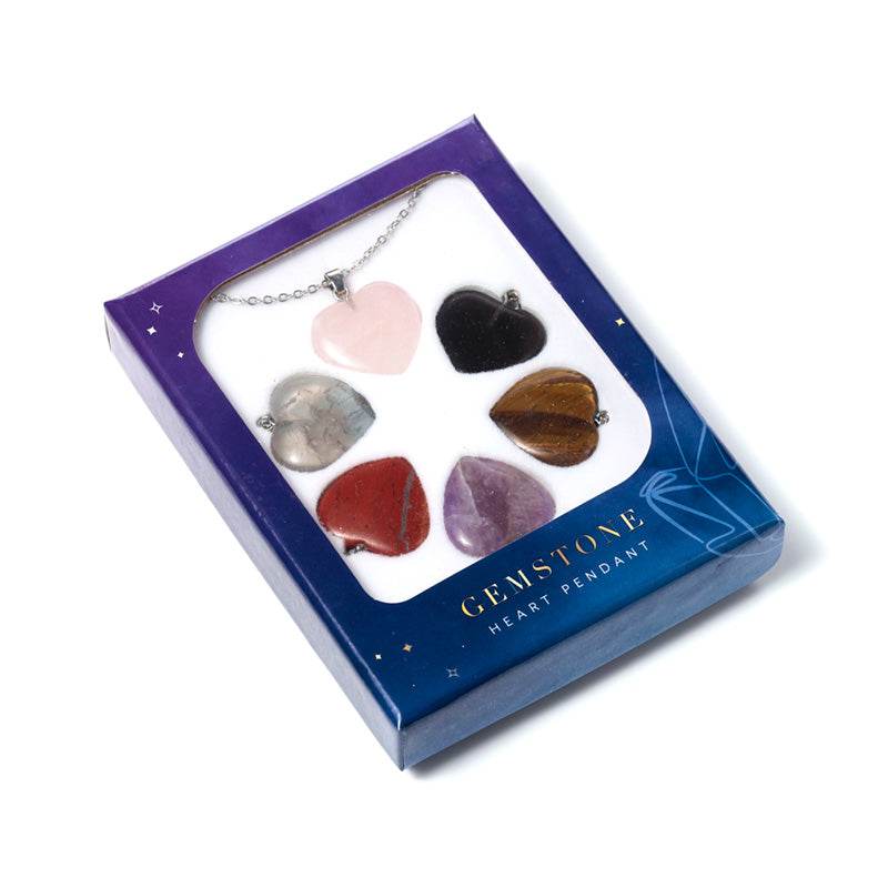 Gemstone Heart Shaped Pendant with 6 Interchangeable Stones - Gift Arch