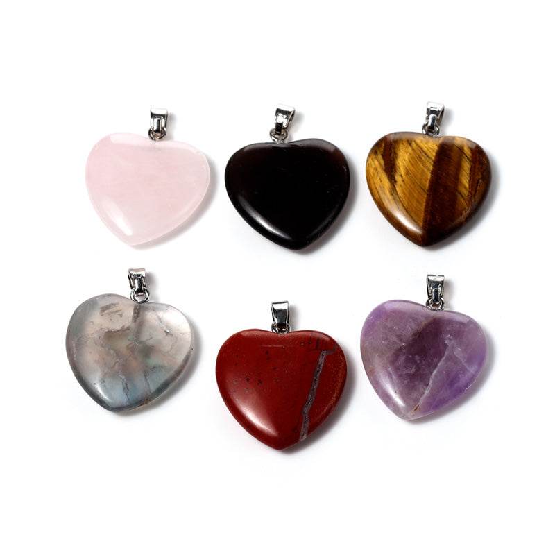 Gemstone Heart Shaped Pendant with 6 Interchangeable Stones - Gift Arch