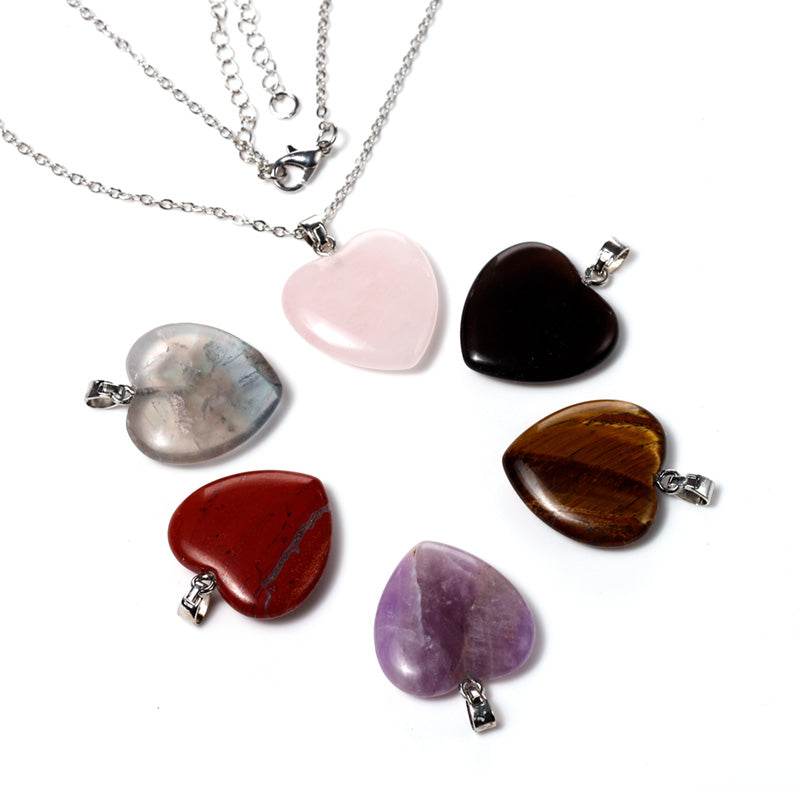 Gemstone Heart Shaped Pendant with 6 Interchangeable Stones - Gift Arch