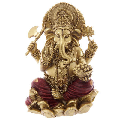 Gold & Red Ganesh Statue 16cm - Gift Arch