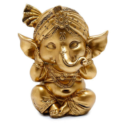 Set of 3 Gold Ganesh Hear No Speak No See No Evil - Gift Arch