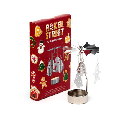 Christmas Baker Street Gingerbread Men Rotating Carousel Spinning Tea Light Candle Holder - Gift Arch