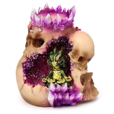 Elements Baby Dragon Crystal Skull Cave Tea Light Holder - Gift Arch