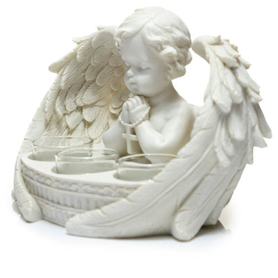 White Cherub 3 Tea Light Candle Holder - Gift Arch