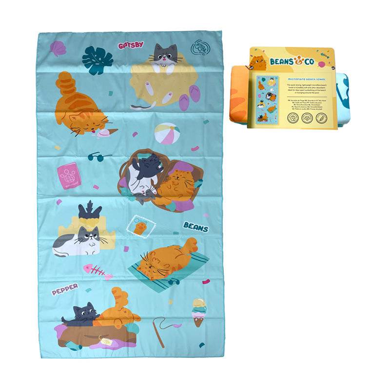 Beans & Co Cats Microfibre Beach Towel - Gift Arch