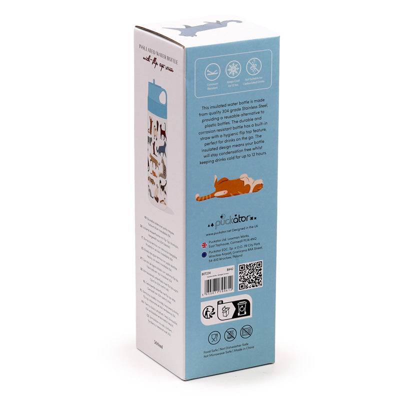 Feline Fine Cats (New) Hot & Cold Flip Top Drinks Bottle 500ml - Gift Arch