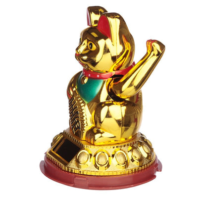 Maneki Neko Golden Lucky Waving Cat Solar Pal - Gift Arch