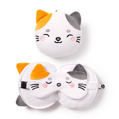 Relaxeazzz Adoramals Pets Lola the Cat Plush Travel Pillow & Eye Mask - Gift Arch