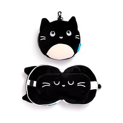 Relaxeazzz Feline Fine Cat Plush Travel Pillow & Eye Mask - Gift Arch