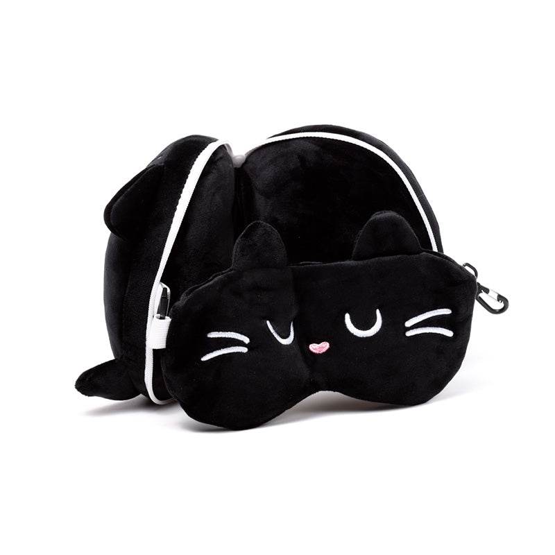 Relaxeazzz Feline Fine Cat Plush Travel Pillow & Eye Mask - Gift Arch