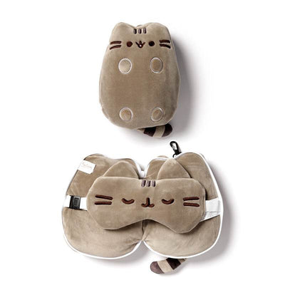 Relaxeazzz Pusheen Cat Shaped Travel Pillow & Eye Mask - Gift Arch