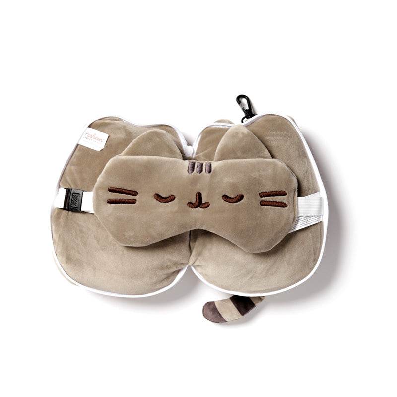 Relaxeazzz Pusheen Cat Shaped Travel Pillow & Eye Mask - Gift Arch