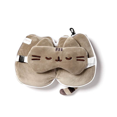 Relaxeazzz Pusheen Cat Shaped Travel Pillow & Eye Mask - Gift Arch