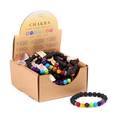 Chakra Lava Rock Bead & Gemstone Bracelet - Gift Arch